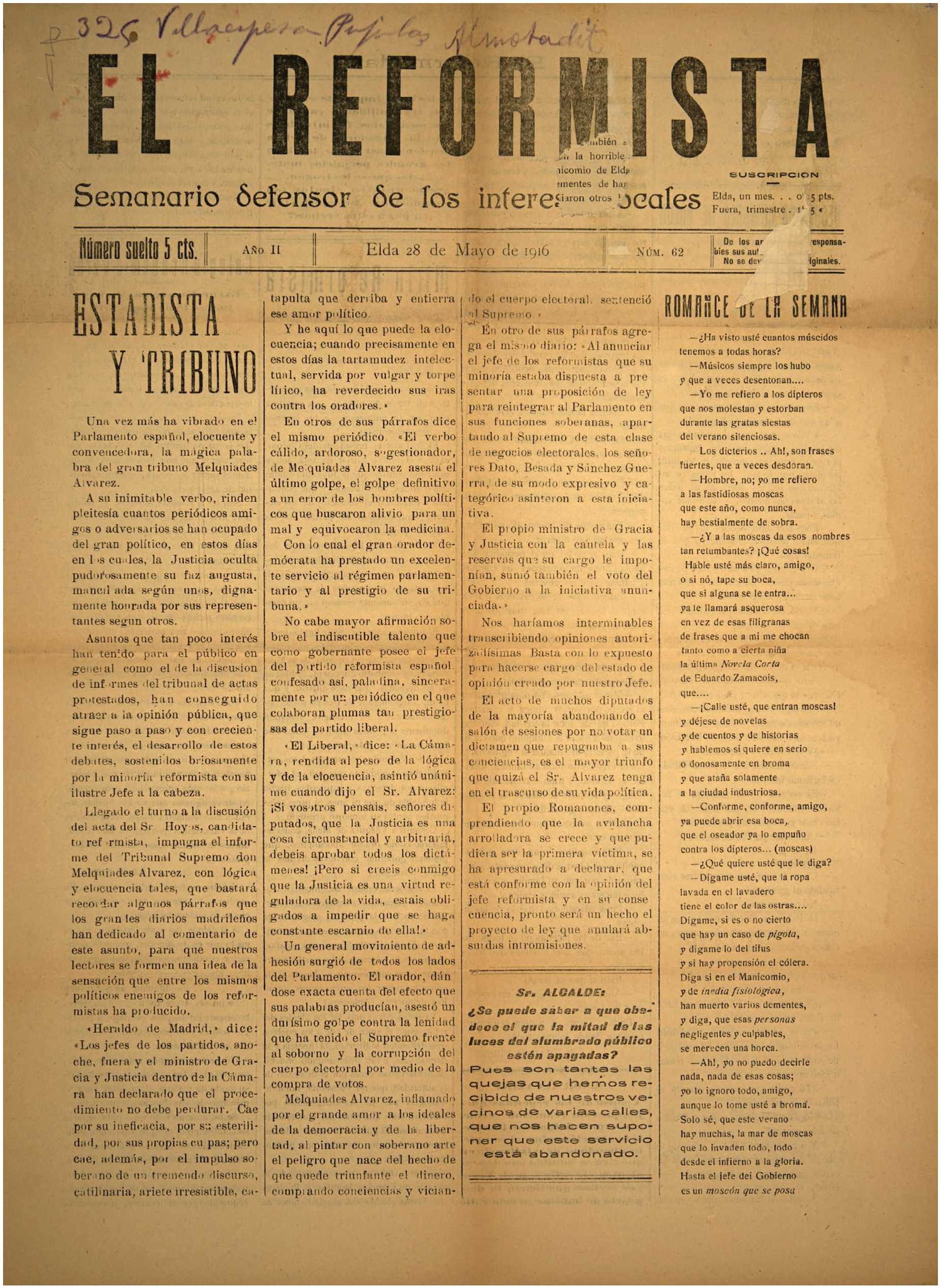 EL REFORMISTA Nº 62 AÑO 1916