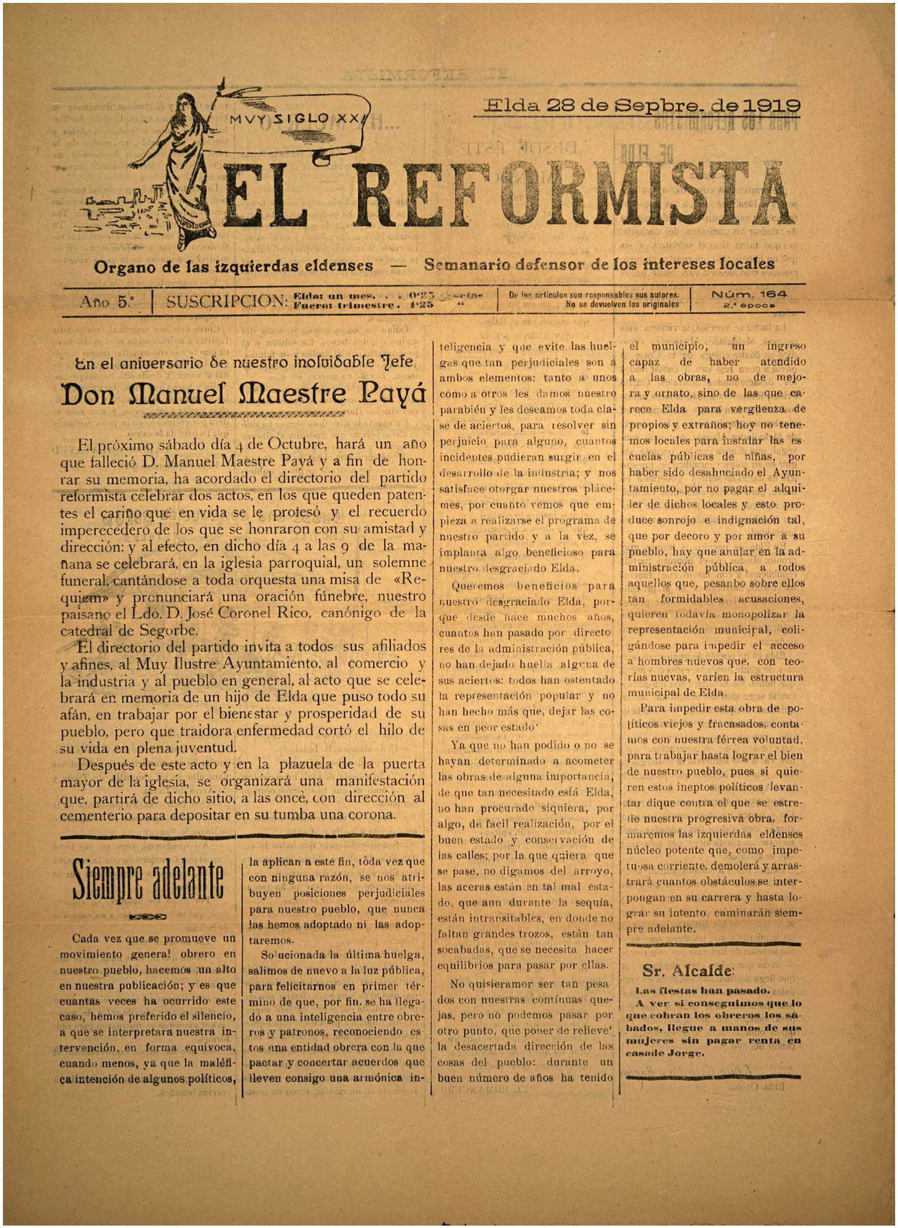 EL REFORMISTA Nº 164 AÑO 1919