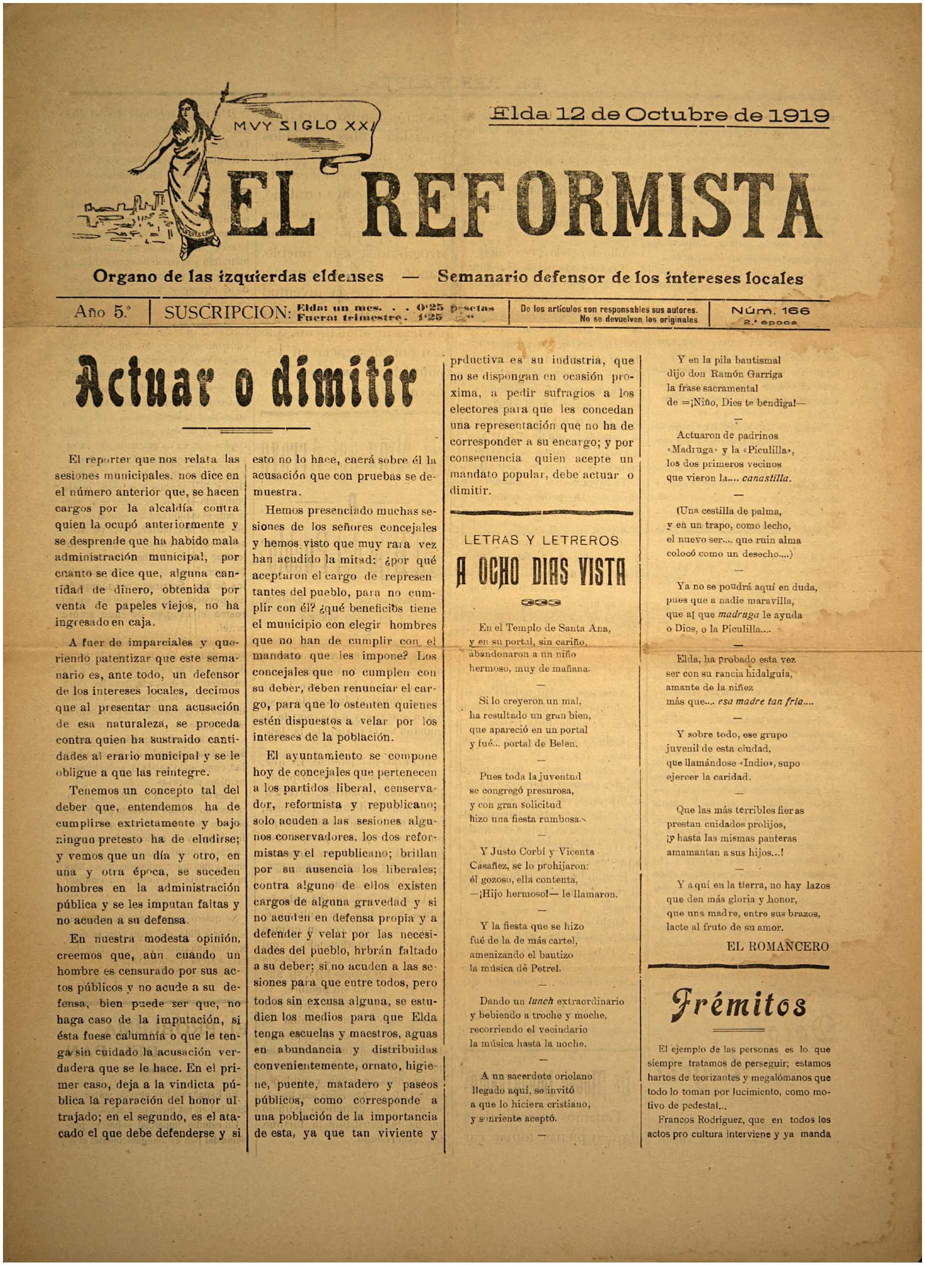 EL REFORMISTA Nº 166 AÑO 1919